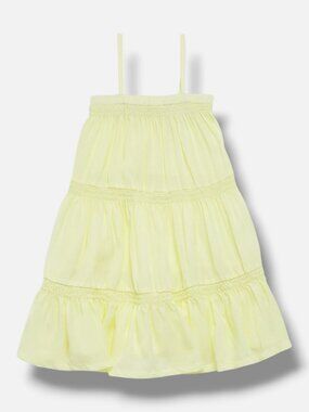 Bella Dahl Kid's Girl's Yellow Summer Lime Tiered Sundress Size 8